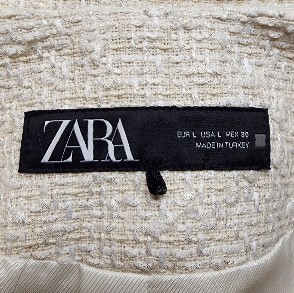 Zara 2024 Collection Ivory Textured Tweed Blazer Short Set - Picture 14 of 14